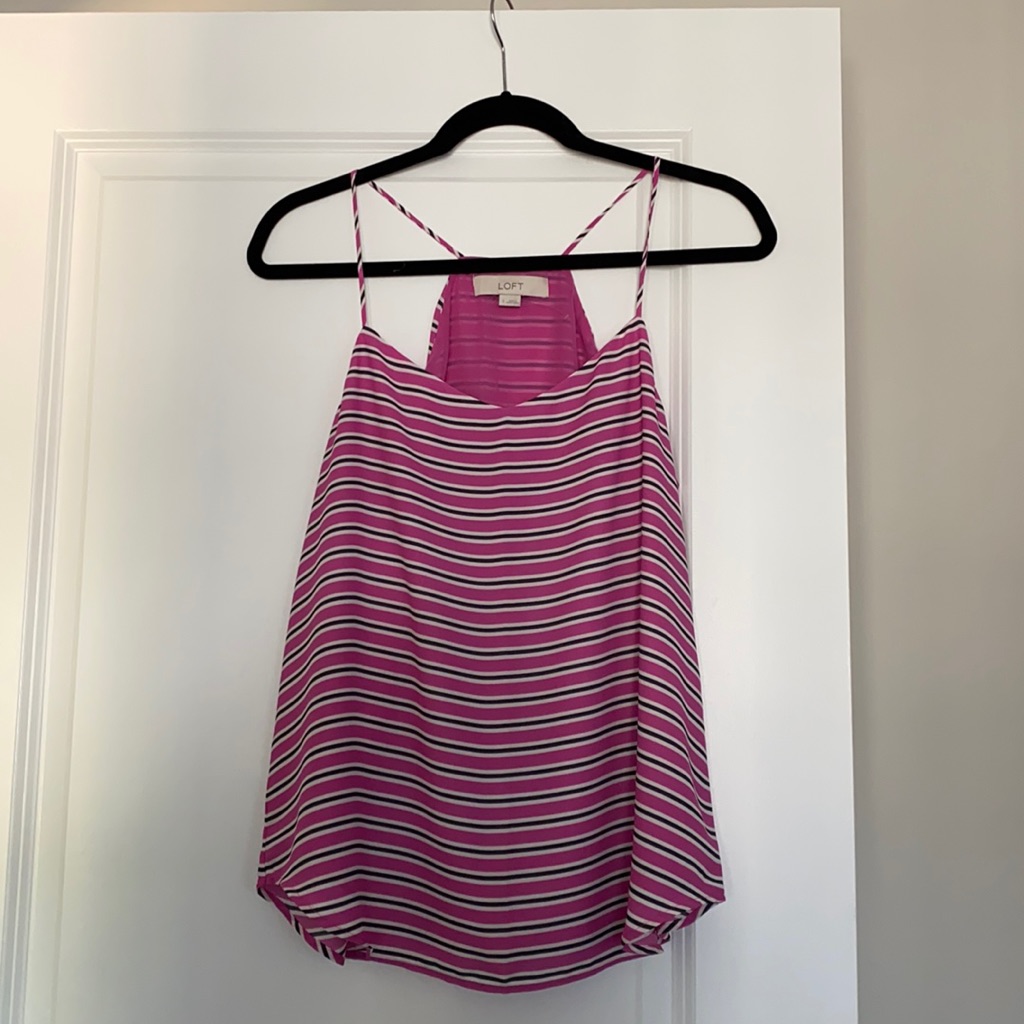 Pink And Black Striped Cami By Loft